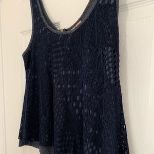 Navy lace tank with back zipper